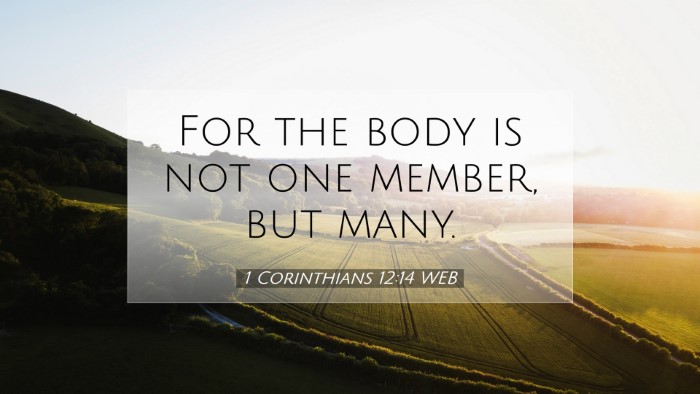 Picture 07 - 1 Corinthians 12:14 WEB Desktop Wallpaper - For the body is not one member, but - Desktop Bible Verse Wallpaper