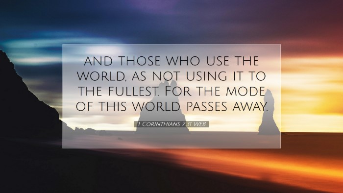 Picture 07 - 1 Corinthians 7:31 WEB Desktop Wallpaper - and those who use the world, as not using it to - Desktop Bible Verse Wallpaper