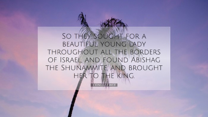 Picture 07 - 1 Kings 1:3 WEB Desktop Wallpaper - So they sought for a beautiful young lady - Desktop Bible Verse Wallpaper