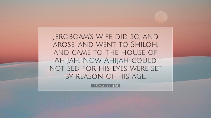 Picture 07 - 1 Kings 14:4 WEB Desktop Wallpaper - Jeroboam's wife did so, and arose, and went to - Desktop Bible Verse Wallpaper