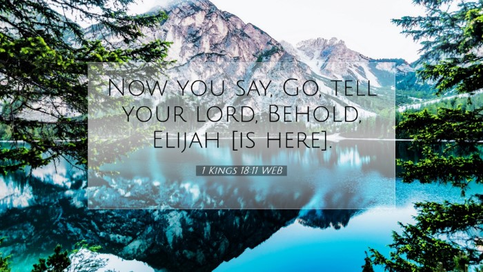 Picture 07 - 1 Kings 18:11 WEB Desktop Wallpaper - Now you say, Go, tell your lord, Behold, Elijah - Desktop Bible Verse Wallpaper