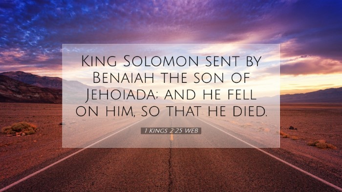 Picture 07 - 1 Kings 2:25 WEB Desktop Wallpaper - King Solomon sent by Benaiah the son of Jehoiada; - Desktop Bible Verse Wallpaper