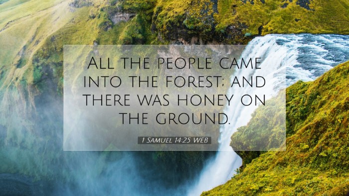 Picture 07 - 1 Samuel 14:25 WEB Desktop Wallpaper - All the people came into the forest; and there - Desktop Bible Verse Wallpaper