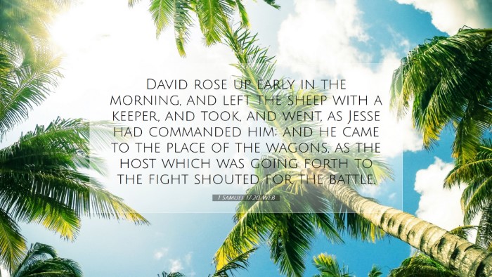 Picture 07 - 1 Samuel 17:20 WEB Desktop Wallpaper - David rose up early in the morning, and left the - Desktop Bible Verse Wallpaper
