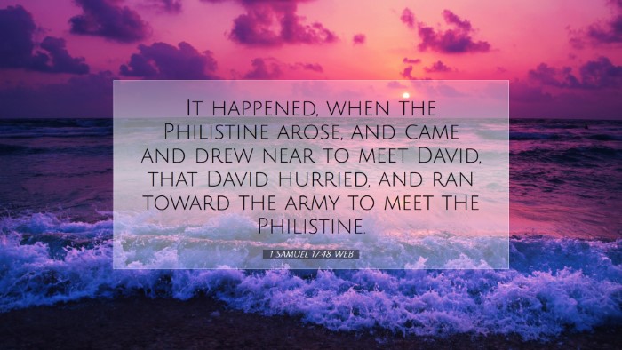 Picture 07 - 1 Samuel 17:48 WEB Desktop Wallpaper - It happened, when the Philistine arose, and came - Desktop Bible Verse Wallpaper