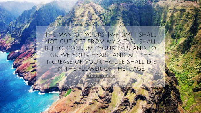 Picture 07 - 1 Samuel 2:33 WEB Desktop Wallpaper - The man of yours, [whom] I shall not cut off from - Desktop Bible Verse Wallpaper