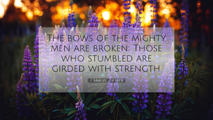 Picture 07 - 1 Samuel 2:4 WEB Desktop Wallpaper - The bows of the mighty men are broken; Those who - Desktop Bible Verse Wallpaper