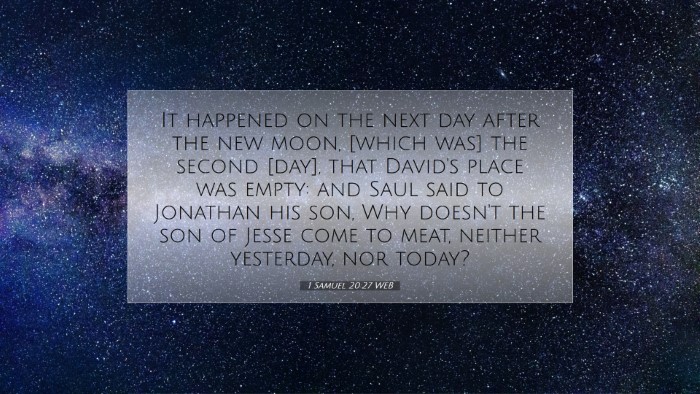 Picture 07 - 1 Samuel 20:27 WEB Desktop Wallpaper - It happened on the next day after the new moon, - Desktop Bible Verse Wallpaper