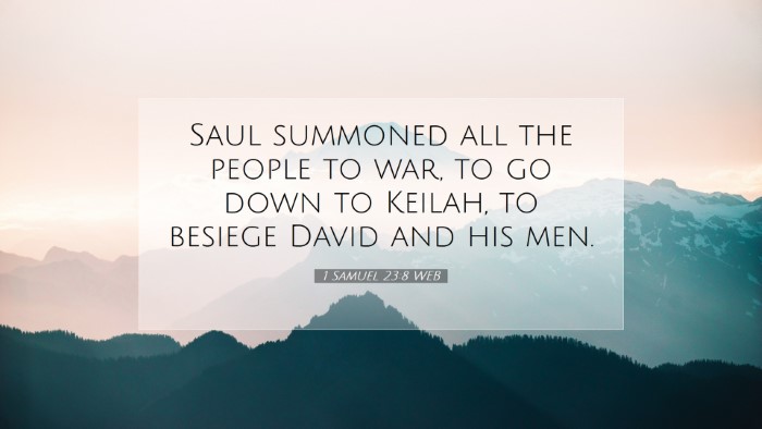 Picture 07 - 1 Samuel 23:8 WEB Desktop Wallpaper - Saul summoned all the people to war, to go down - Desktop Bible Verse Wallpaper