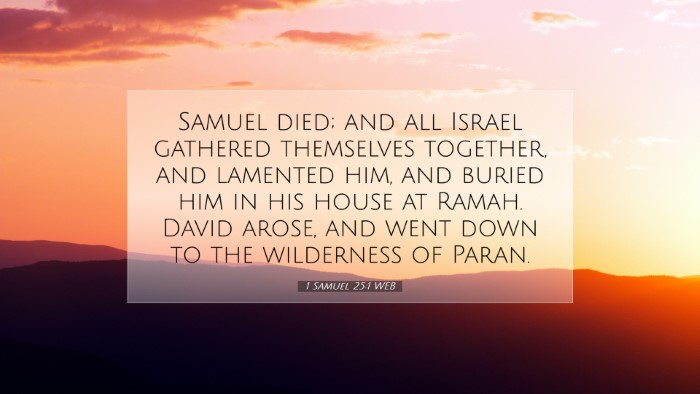 Picture 07 - 1 Samuel 25:1 WEB Desktop Wallpaper - Samuel died; and all Israel gathered themselves - Desktop Bible Verse Wallpaper