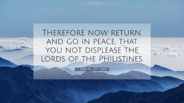 Picture 07 - 1 Samuel 29:7 WEB Desktop Wallpaper - Therefore now return, and go in peace, that you - Desktop Bible Verse Wallpaper