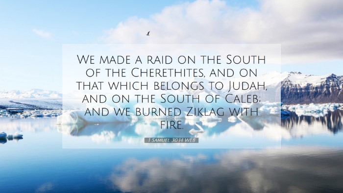 Picture 07 - 1 Samuel 30:14 WEB Desktop Wallpaper - We made a raid on the South of the Cherethites, - Desktop Bible Verse Wallpaper