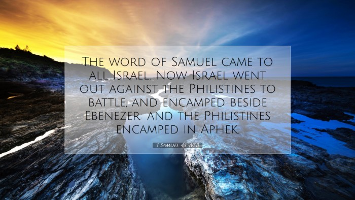 Picture 07 - 1 Samuel 4:1 WEB Desktop Wallpaper - The word of Samuel came to all Israel. Now Israel - Desktop Bible Verse Wallpaper