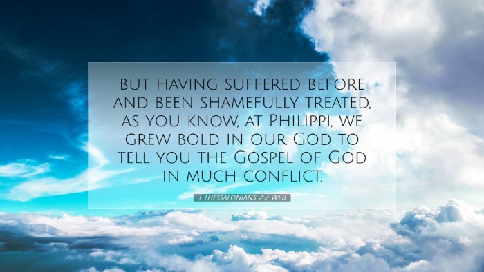 Picture 07 - 1 Thessalonians 2:2 WEB Desktop Wallpaper - but having suffered before and been shamefully - Desktop Bible Verse Wallpaper