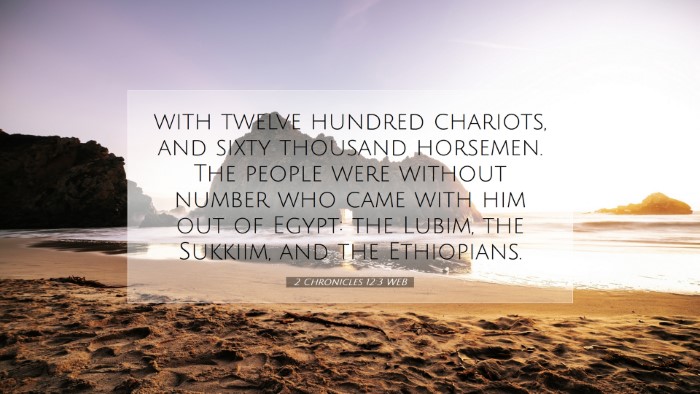 Picture 07 - 2 Chronicles 12:3 WEB Desktop Wallpaper - with twelve hundred chariots, and sixty thousand - Desktop Bible Verse Wallpaper
