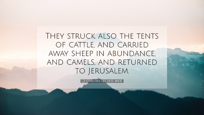Picture 07 - 2 Chronicles 14:15 WEB Desktop Wallpaper - They struck also the tents of cattle, and carried - Desktop Bible Verse Wallpaper