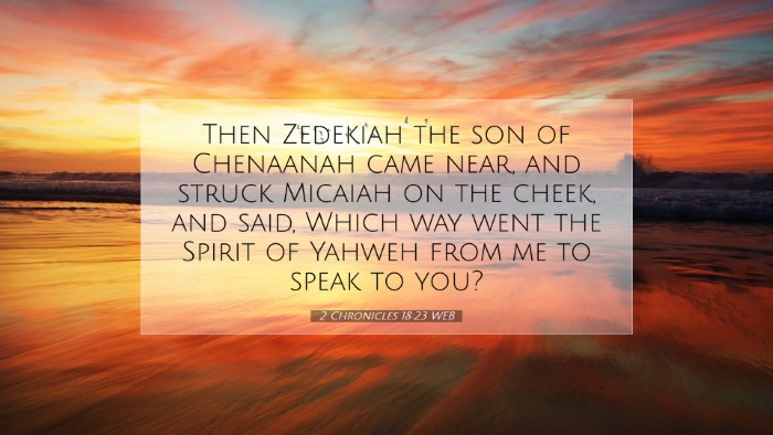 Picture 07 - 2 Chronicles 18:23 WEB Desktop Wallpaper - Then Zedekiah the son of Chenaanah came near, and - Desktop Bible Verse Wallpaper