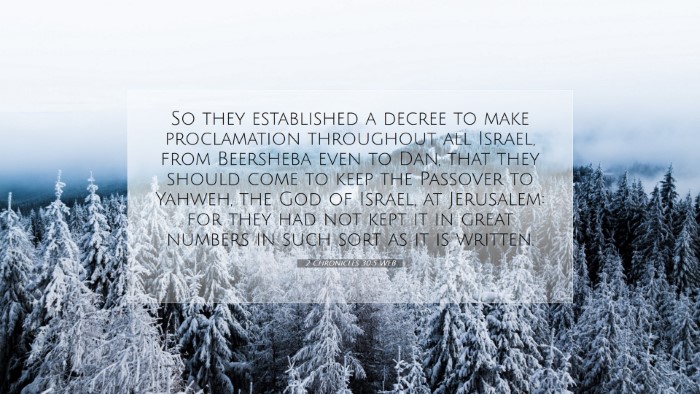 Picture 07 - 2 Chronicles 30:5 WEB Desktop Wallpaper - So they established a decree to make proclamation - Desktop Bible Verse Wallpaper