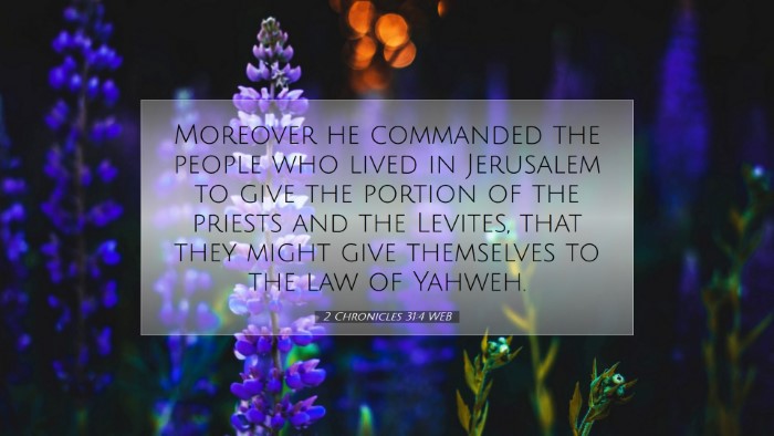 Picture 07 - 2 Chronicles 31:4 WEB Desktop Wallpaper - Moreover he commanded the people who lived in - Desktop Bible Verse Wallpaper