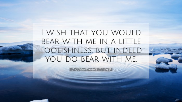 Picture 07 - 2 Corinthians 11:1 WEB Desktop Wallpaper - I wish that you would bear with me in a little - Desktop Bible Verse Wallpaper