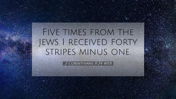 Picture 07 - 2 Corinthians 11:24 WEB Desktop Wallpaper - Five times from the Jews I received forty stripes - Desktop Bible Verse Wallpaper
