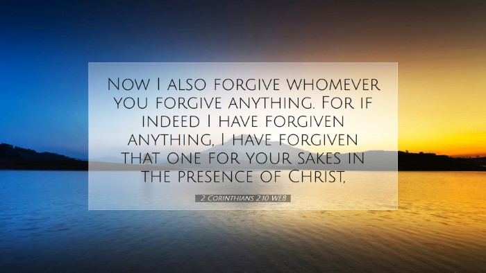 Picture 07 - 2 Corinthians 2:10 WEB Desktop Wallpaper - Now I also forgive whomever you forgive anything. - Desktop Bible Verse Wallpaper