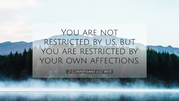 Picture 07 - 2 Corinthians 6:12 WEB Desktop Wallpaper - You are not restricted by us, but you are - Desktop Bible Verse Wallpaper