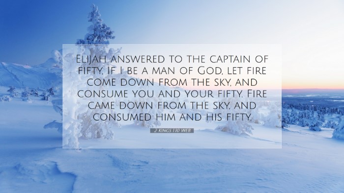 Picture 07 - 2 Kings 1:10 WEB Desktop Wallpaper - Elijah answered to the captain of fifty, If I be - Desktop Bible Verse Wallpaper