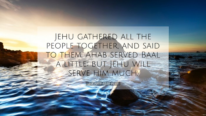 Picture 07 - 2 Kings 10:18 WEB Desktop Wallpaper - Jehu gathered all the people together, and said - Desktop Bible Verse Wallpaper