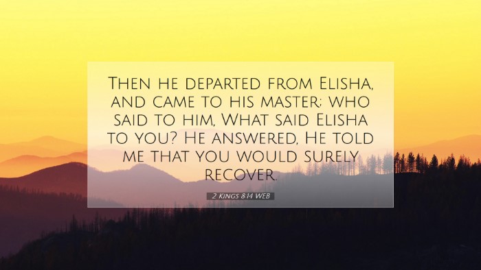 Picture 07 - 2 Kings 8:14 WEB Desktop Wallpaper - Then he departed from Elisha, and came to his - Desktop Bible Verse Wallpaper