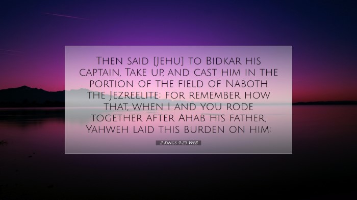 Picture 07 - 2 Kings 9:25 WEB Desktop Wallpaper - Then said [Jehu] to Bidkar his captain, Take up, - Desktop Bible Verse Wallpaper