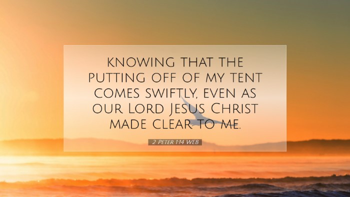 Picture 07 - 2 Peter 1:14 WEB Desktop Wallpaper - knowing that the putting off of my tent comes - Desktop Bible Verse Wallpaper