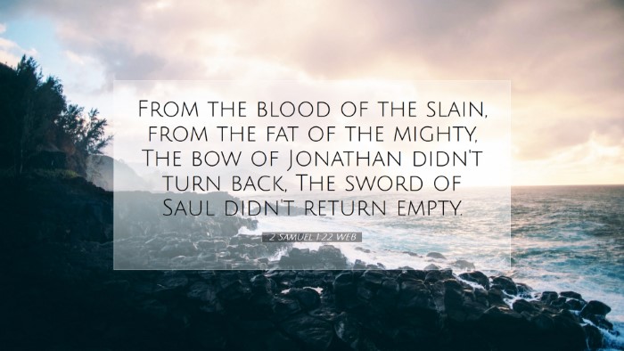 Picture 07 - 2 Samuel 1:22 WEB Desktop Wallpaper - From the blood of the slain, from the fat of the - Desktop Bible Verse Wallpaper