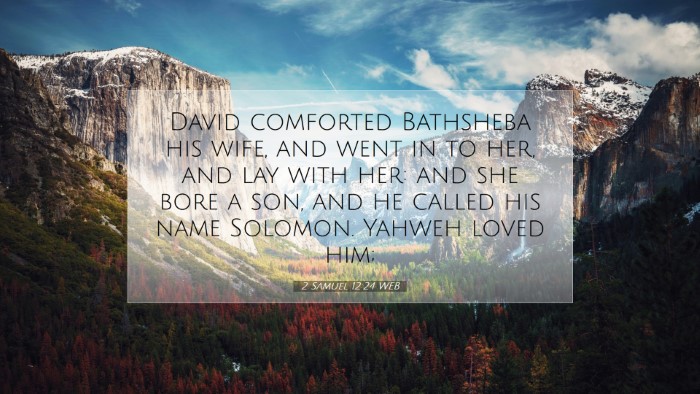 Picture 07 - 2 Samuel 12:24 WEB Desktop Wallpaper - David comforted Bathsheba his wife, and went in - Desktop Bible Verse Wallpaper
