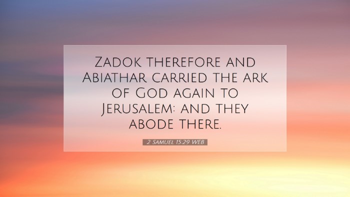 Picture 07 - 2 Samuel 15:29 WEB Desktop Wallpaper - Zadok therefore and Abiathar carried the ark of - Desktop Bible Verse Wallpaper