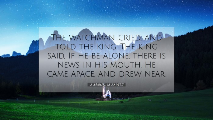 Picture 07 - 2 Samuel 18:25 WEB Desktop Wallpaper - The watchman cried, and told the king. The king - Desktop Bible Verse Wallpaper