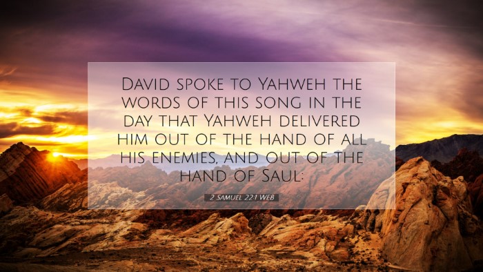 Picture 07 - 2 Samuel 22:1 WEB Desktop Wallpaper - David spoke to Yahweh the words of this song in - Desktop Bible Verse Wallpaper