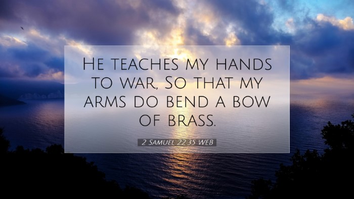 Picture 07 - 2 Samuel 22:35 WEB Desktop Wallpaper - He teaches my hands to war, So that my arms do - Desktop Bible Verse Wallpaper