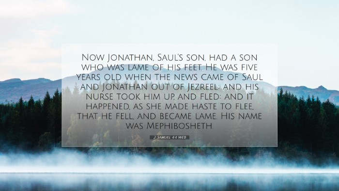 Picture 07 - 2 Samuel 4:4 WEB Desktop Wallpaper - Now Jonathan, Saul's son, had a son who was lame - Desktop Bible Verse Wallpaper