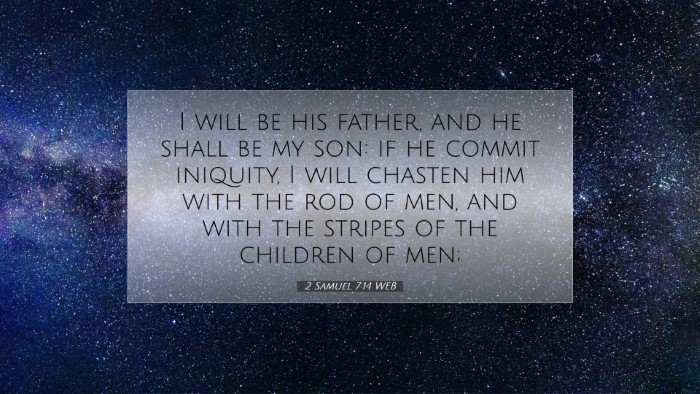 Picture 07 - 2 Samuel 7:14 WEB Desktop Wallpaper - I will be his father, and he shall be my son: if - Desktop Bible Verse Wallpaper