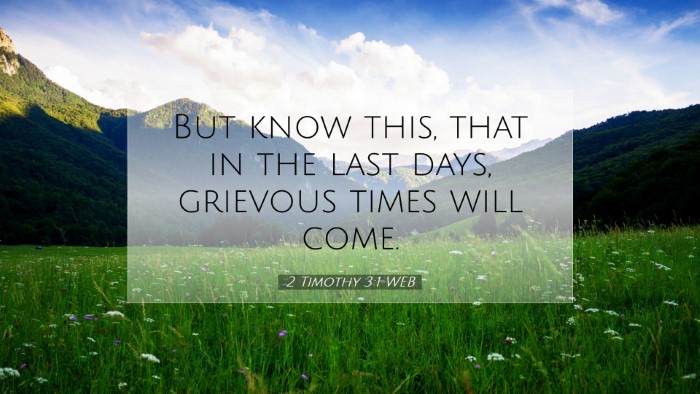 Picture 07 - 2 Timothy 3:1 WEB Desktop Wallpaper - But know this, that in the last days, grievous - Desktop Bible Verse Wallpaper