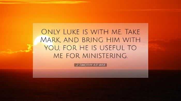 Picture 07 - 2 Timothy 4:11 WEB Desktop Wallpaper - Only Luke is with me. Take Mark, and bring him - Desktop Bible Verse Wallpaper