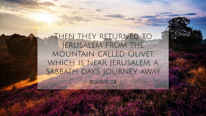 Picture 07 - Acts 1:12 WEB Desktop Wallpaper - Then they returned to Jerusalem from the mountain - Desktop Bible Verse Wallpaper