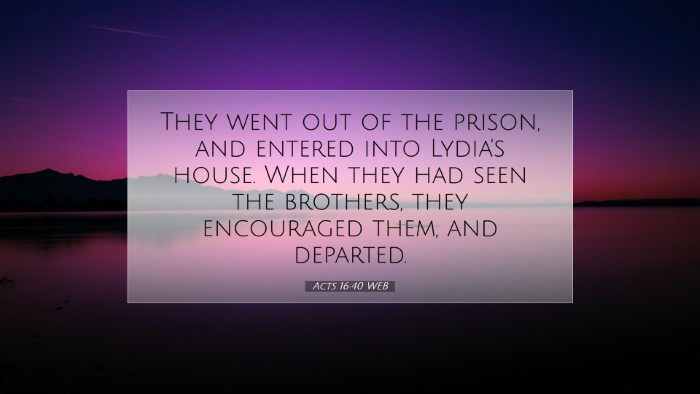 Picture 07 - Acts 16:40 WEB Desktop Wallpaper - They went out of the prison, and entered into - Desktop Bible Verse Wallpaper