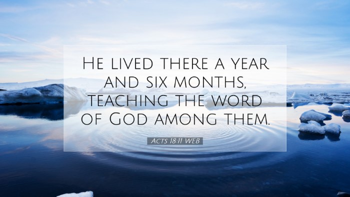 Picture 07 - Acts 18:11 WEB Desktop Wallpaper - He lived there a year and six months, teaching - Desktop Bible Verse Wallpaper