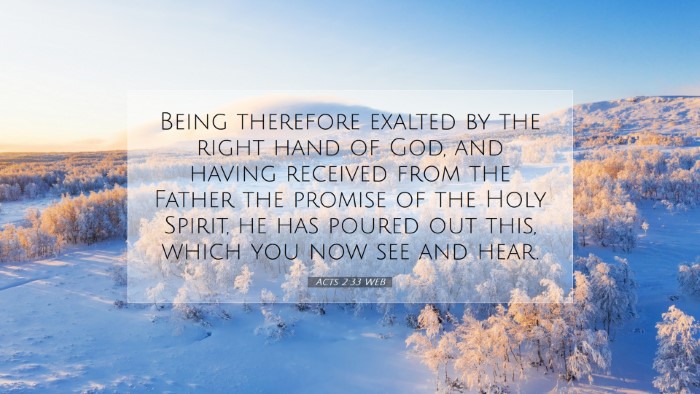 Picture 07 - Acts 2:33 WEB Desktop Wallpaper - Being therefore exalted by the right hand of God, - Desktop Bible Verse Wallpaper