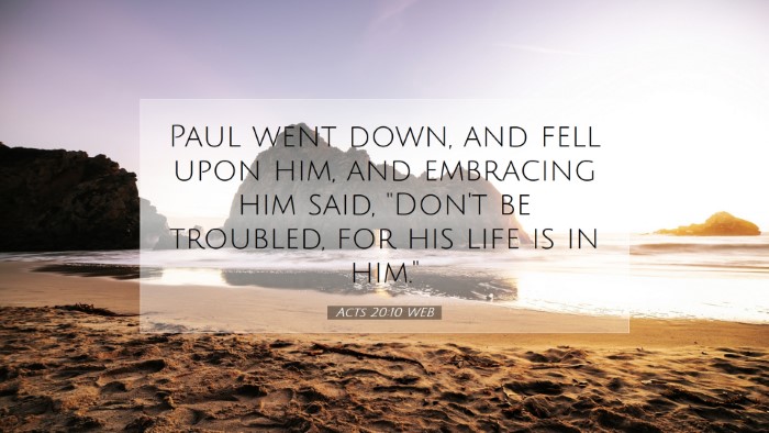 Picture 07 - Acts 20:10 WEB Desktop Wallpaper - Paul went down, and fell upon him, and embracing - Desktop Bible Verse Wallpaper