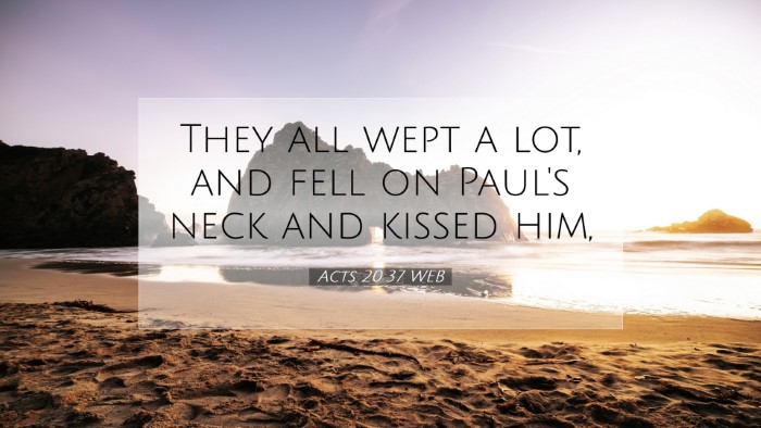 Picture 07 - Acts 20:37 WEB Desktop Wallpaper - They all wept a lot, and fell on Paul's neck and - Desktop Bible Verse Wallpaper