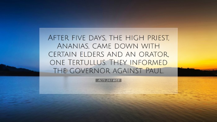 Picture 07 - Acts 24:1 WEB Desktop Wallpaper - After five days, the high priest, Ananias, came - Desktop Bible Verse Wallpaper