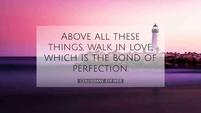 Picture 07 - Colossians 3:14 WEB Desktop Wallpaper - Above all these things, walk in love, which is - Desktop Bible Verse Wallpaper